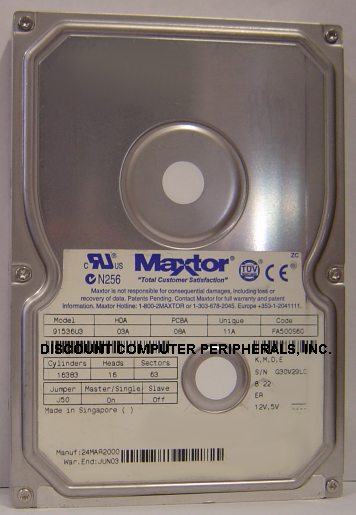 MAXTOR 91536U3 - 15.3GB IDE F3 THT