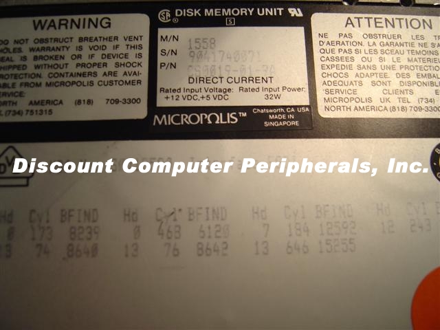 MICROPOLIS 1558 - 338MB 5.25IN FH ESDI - Call or Email for Quote