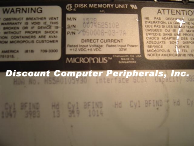 MICROPOLIS 1578 - 335MB 5.25IN FH SCSI 50PIN - Call or Email for