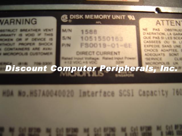 MICROPOLIS 1588 - 668MB 5.25IN FH SCSI 50PIN - Call or Email for