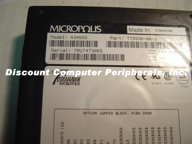 MICROPOLIS 4345S-S - 4.3GB 3.5IN SCSI SCA - Call or Email for Qu
