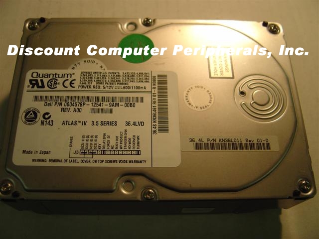 QUANTUM QM336400KN-LW - 36.4GB 3.5 SCSI WIDE 68PIN HH 7200RPM AT