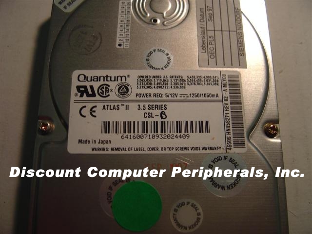 QUANTUM XP34550 - 4.5GB 3.5 SCSI 50 PIN 7200 RPM ATLAS II HN45S0