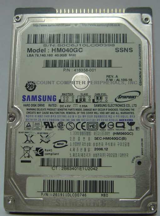 SAMSUNG HM040GC - 40GB 9.5MM 2.5IN IDE