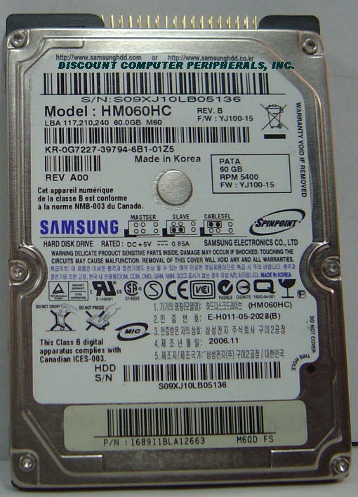 SAMSUNG HM060HC - 60GB 5400RPM 9.5MM 2.5IN ATA-100 IDE