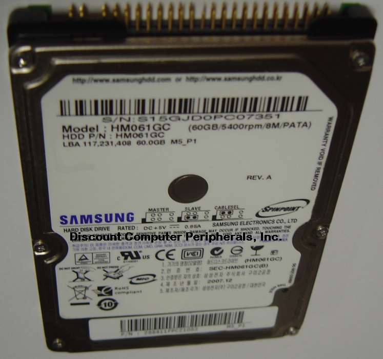 SAMSUNG HM061GC - 60GB 5400RPM 9.5MM 2.5IN IDE ATA-100