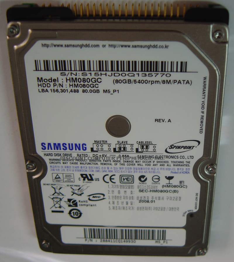 SAMSUNG HM080GC - 80GB 9.5MM 2.5IN IDE