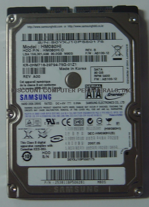 SAMSUNG HM080HI - 80GB 5400RPM 9.5MM 2.5IN SATA-150