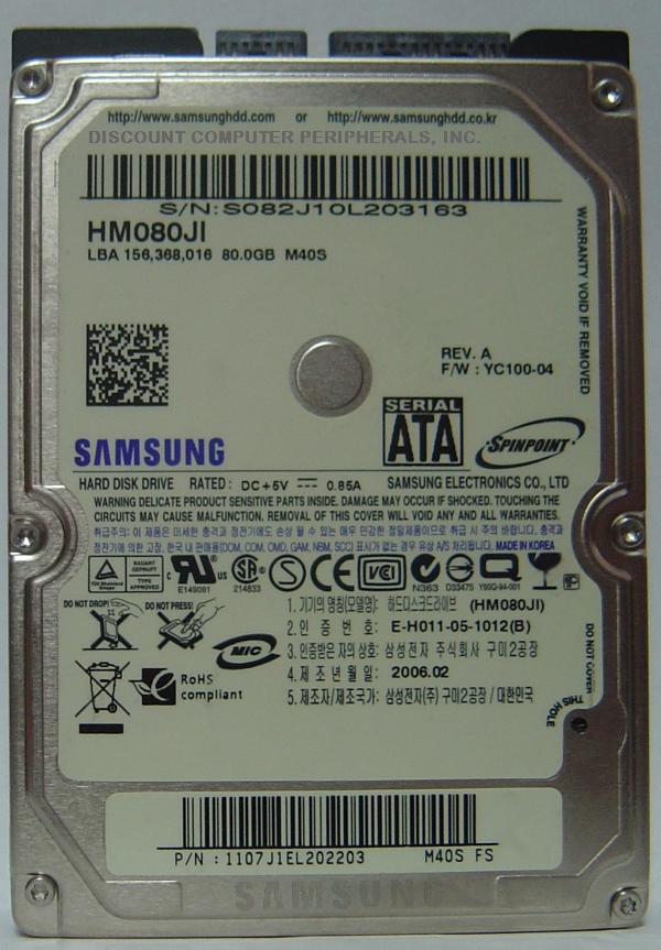 SAMSUNG HM080JI - 80GB 5400RPM 9.5MM 2.5IN SATA-150 IDE