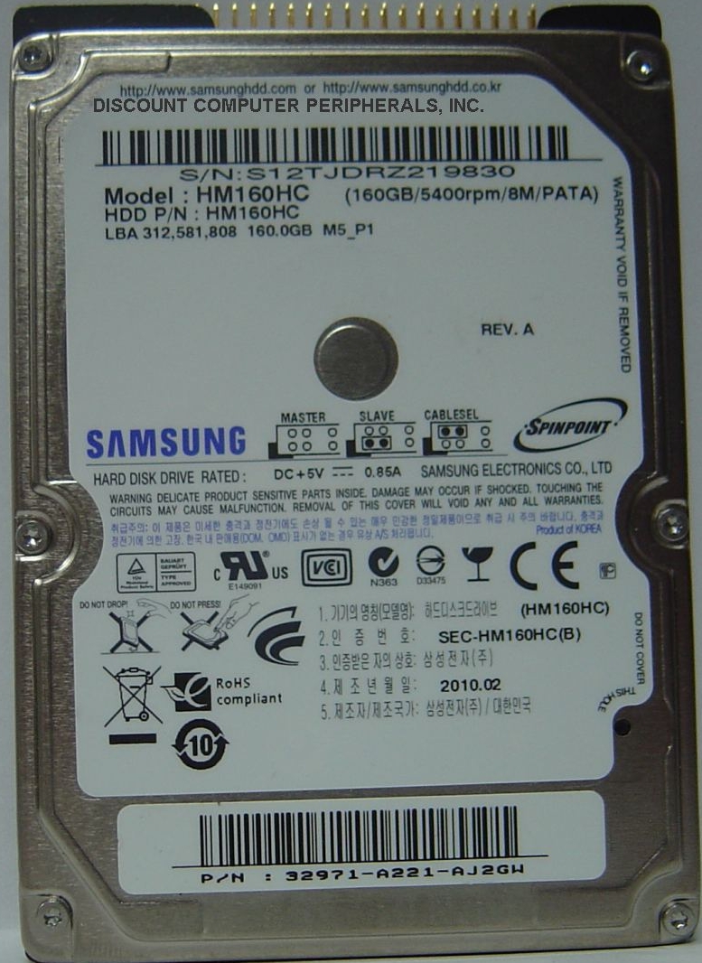 SAMSUNG HM160HC_NEW - 160GB 5400RPM 9.5MM 2.5IN ATA-100 NEW