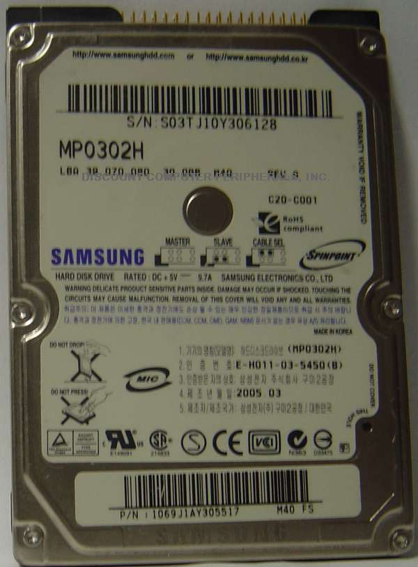 SAMSUNG MP0302H - 30GB 5400RPM 9.5MM 2.5IN ATA-100 IDE