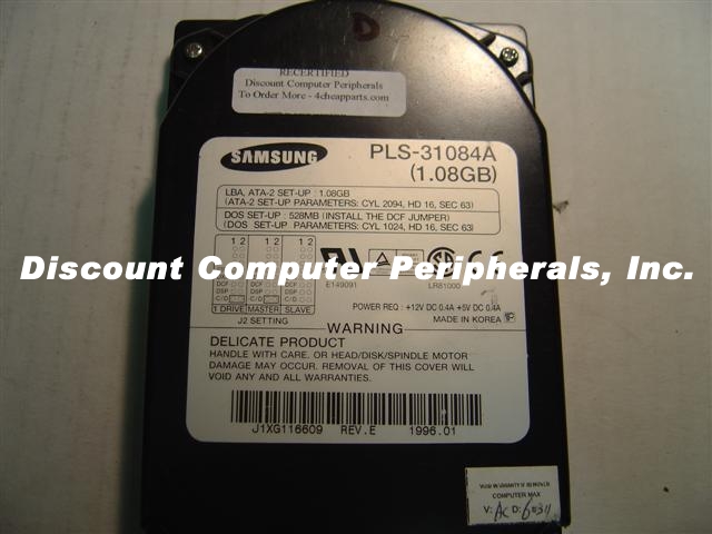 SAMSUNG PLS-31084A - 1.08GB 3.5IN LP IDE - Call or Email for Quo