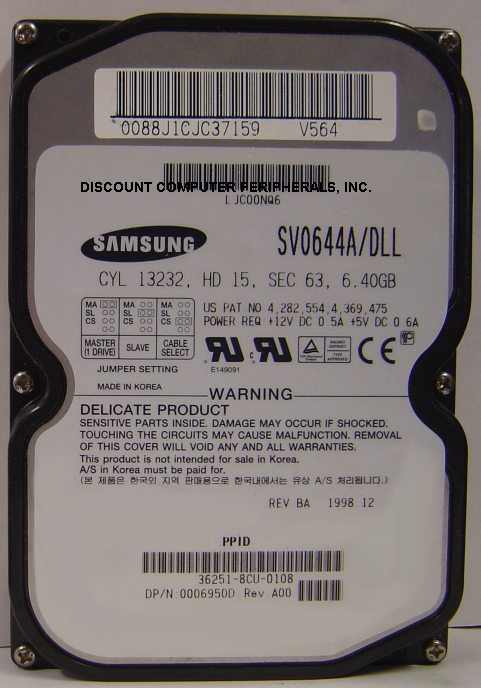 SAMSUNG SV0644A - 6.4GB 3.5IN LP IDE -DLL or -MEI please specify