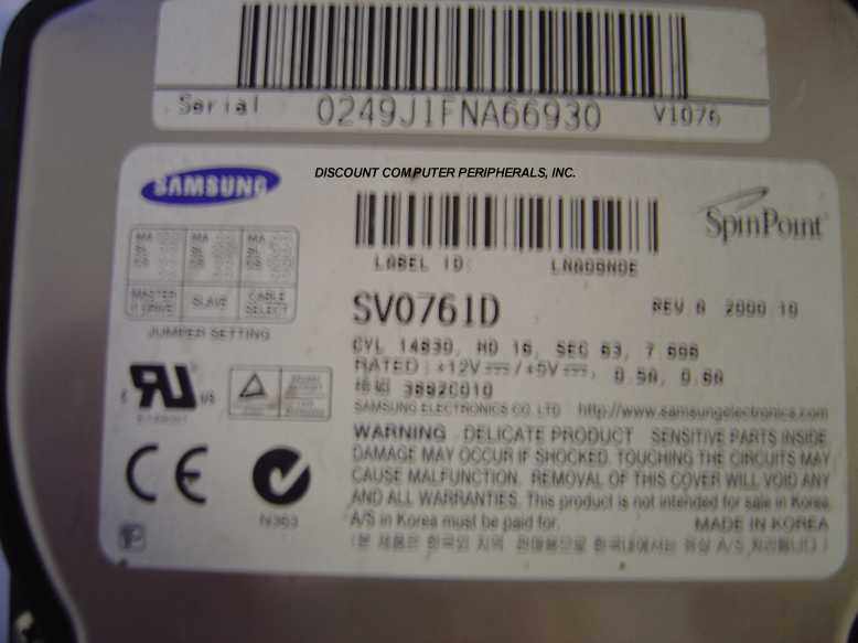 SAMSUNG SV0761D - 7.6GB 5400RPM 3.5IN LP IDE