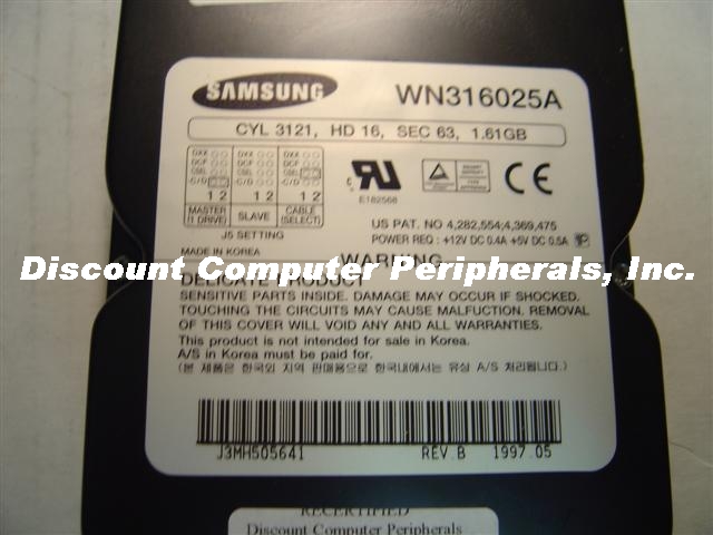 SAMSUNG WN316025A - 1.61GB 3.5IN LP IDE - Call or Email for Quot