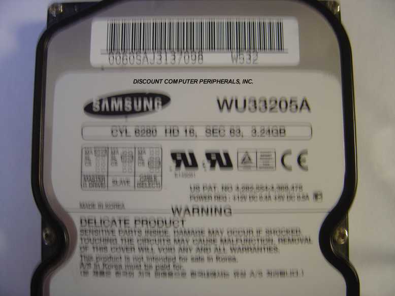 SAMSUNG WU33205A - 3.24GB 3.5IN 3H IDE - Call or Email for Quote