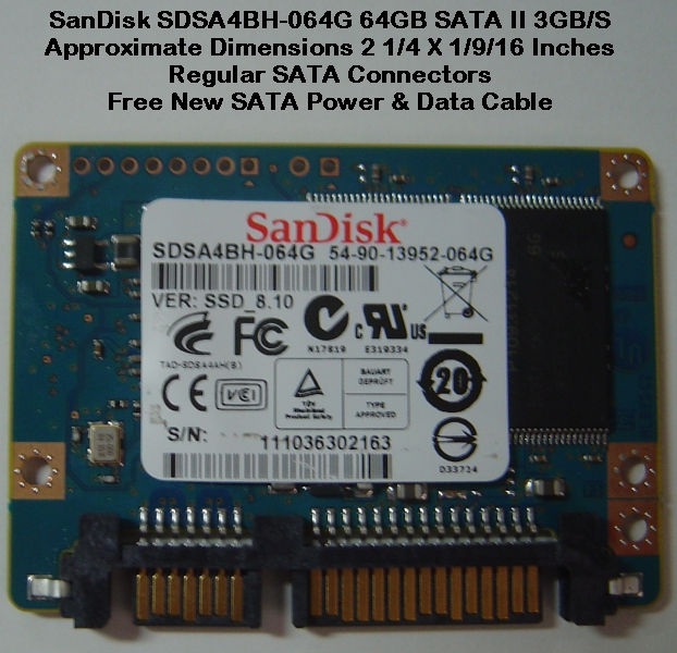 SANDISK SDSA4BH-064G - 64GB SSD SOLID STATE SATA II 2.5IN BOARD