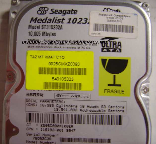 SEAGATE ST310232A - 10.2GB 5400RPM ATA-66 3.5IN IDE - Call or Em