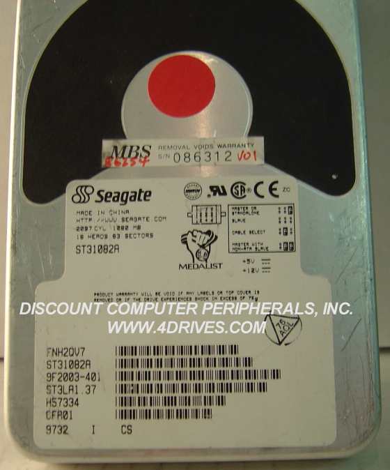 SEAGATE ST31082A - 1GB 3.5IN IDE - 3 Day Lead Time To Ship.