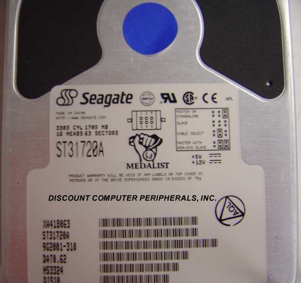 SEAGATE ST31720A - 1.7GB 3.5IN 3H IDE - 3 Day Lead Time To Ship.