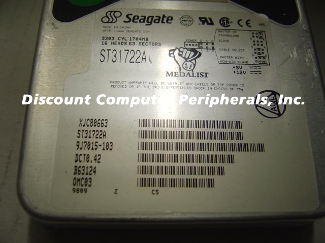 SEAGATE ST31722A - 1.7GB 3.5IN IDE - 3 Day Lead Time To Ship.