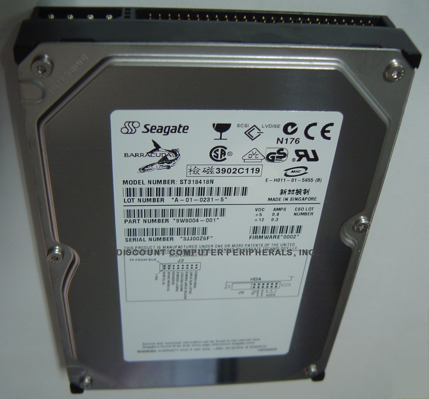 SEAGATE ST318418N - 18.4GB 3.5IN SCSI 50PIN - 3 Day Lead Time To