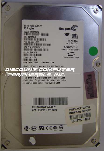 SEAGATE ST320013A - 20GB 7200RPM ATA/100 3.5IN IDE LP - Call or