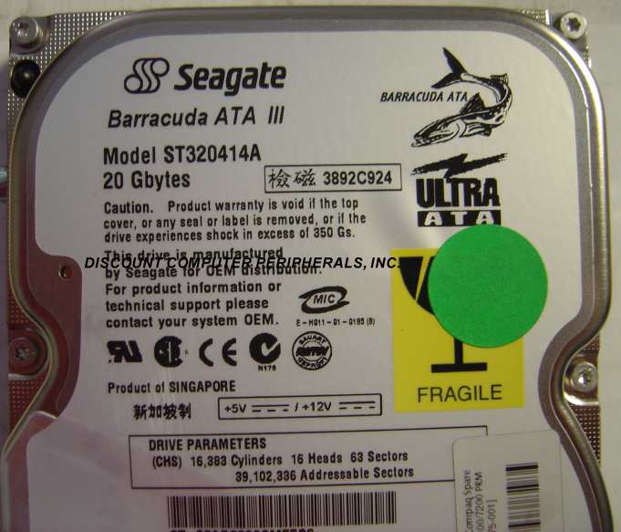 SEAGATE ST320414A - 20GB 7200RPM ATA/100 3.5in IDE - Call or Ema