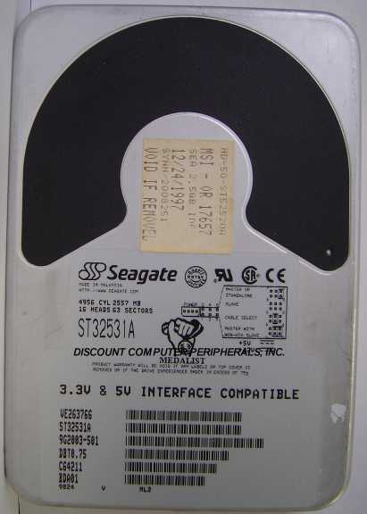 SEAGATE ST32531A - 2.5GB 3.5in IDE - Call or Email for Quote.