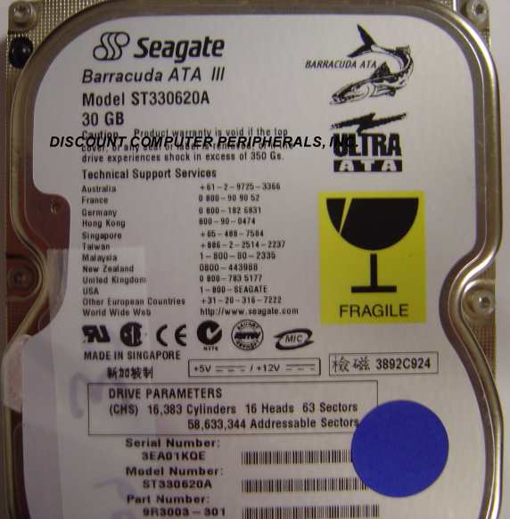 SEAGATE ST330620A - 30GB 3.5IN IDE - Call or Email for Quote.