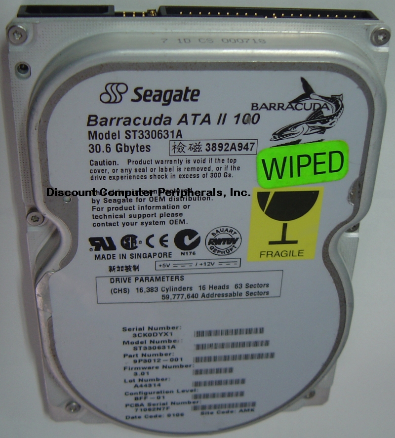 SEAGATE ST330631A - 30.6GB 7200RPM ATA-100 3.5IN IDE