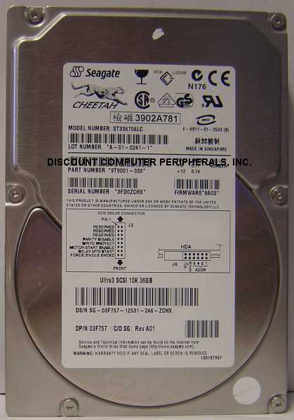 SEAGATE ST336706LC - 36.4GB 10K RPM 3.5IN SCSI U160 SCA 80PIN -
