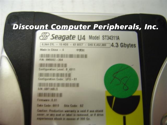 SEAGATE ST34311A - 4.3GB 3.5IN 3H IDE - 3 Day Lead Time To Ship.