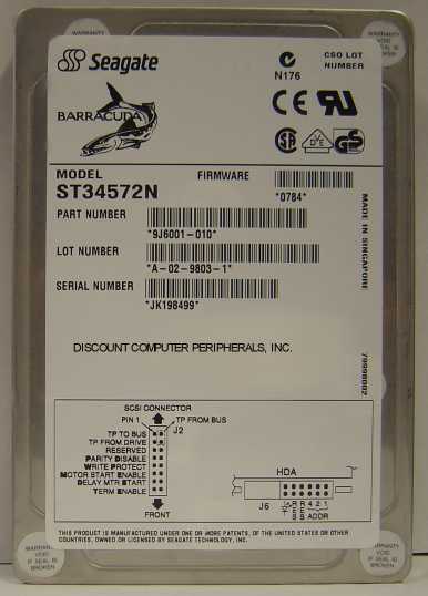 SEAGATE ST34572N - 4GB 3.5IN SCSI 50PIN - 3 Day Lead Time To Shi
