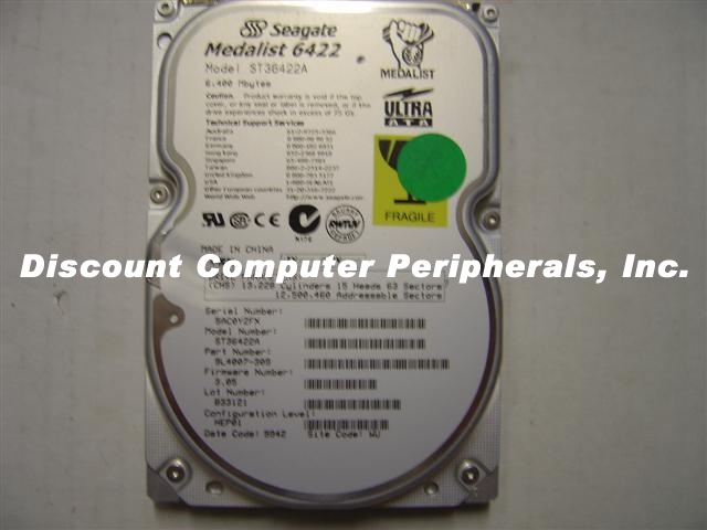 SEAGATE ST36422A - 6.4GB 3.5IN IDE LP - Call or Email for Quote.