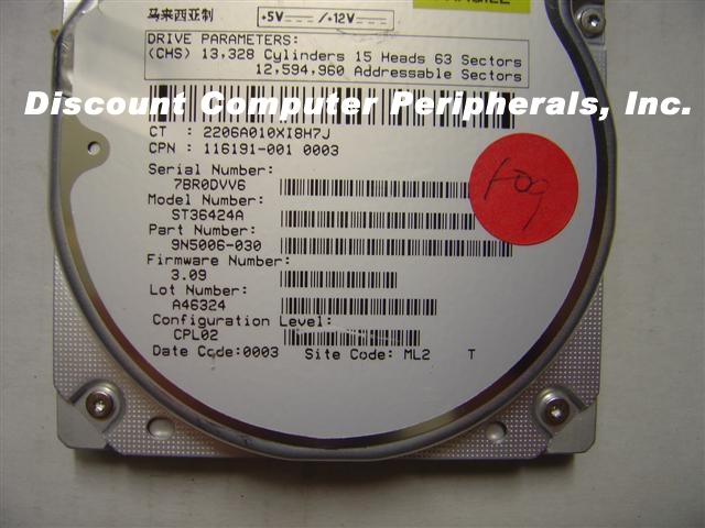SEAGATE ST36424A - 6.45GB 3.5IN IDE - Call or Email for Quote.