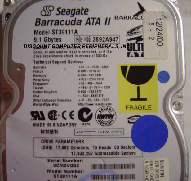 SEAGATE ST39111A - 9.1GB 3.5IN IDE - 3 Day Lead Time To Ship.