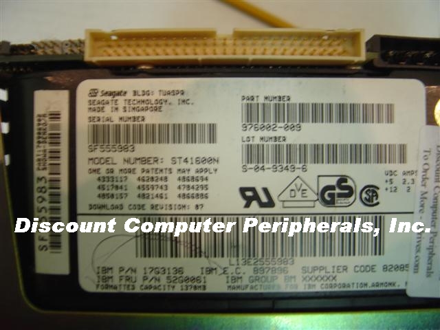 SEAGATE ST41600N - 1GB 5.25IN FH SCSI 50PIN - 3 Day Lead Time To