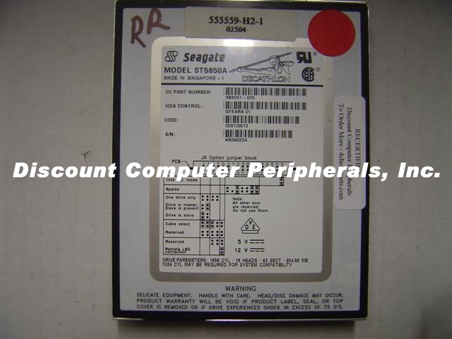 SEAGATE ST5850A - 850MB 3.5IN SLP IDE - 3 Day Lead Time To Ship.