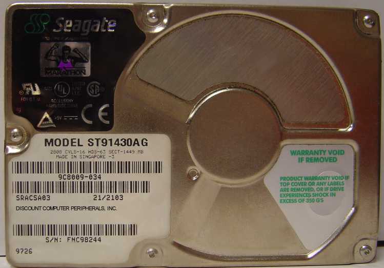 SEAGATE ST91430AG - 1.4GB 2.5IN IDE LAPTOP DRIVE
