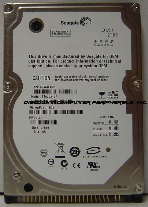 SEAGATE ST920217A - 20GB IDE 2.5in Drive