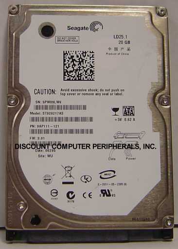 SEAGATE ST920217AS - 20GB 5400RPM 1.5GPS SATA 2.5in LAPTOP DRIVE