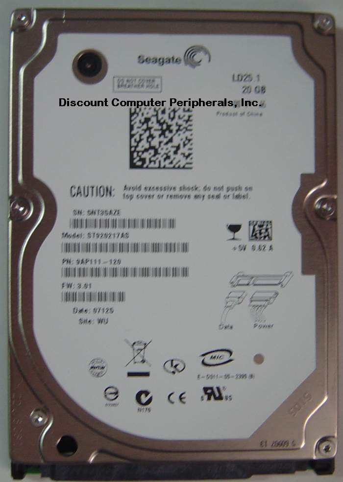 SEAGATE ST920217AS_NEW - 20GB New Old Stock 5400RPM 1.5GPS SATA