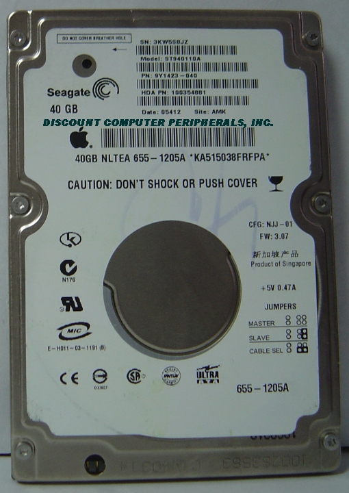 SEAGATE ST940110A - 40GB 5400RPM ATA-100 9.5MM IDE 2.5IN