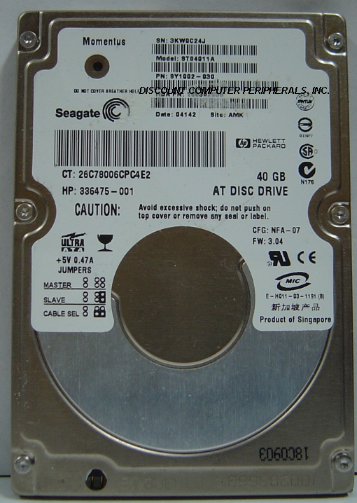 SEAGATE ST94011A - 40GB 5400RPM 9.5MM IDE 2.5 inch Drive