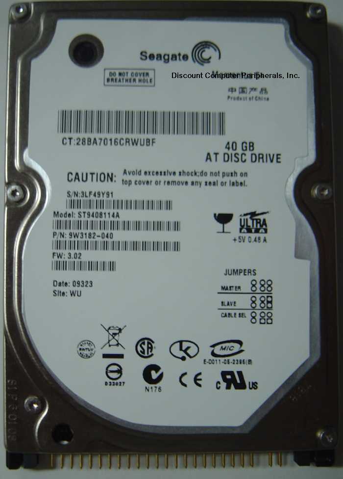 SEAGATE ST9408114A_NEW - 40GB IDE 2.5 inch Drive NEW