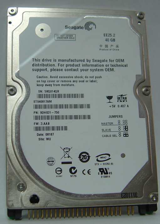 SEAGATE ST940817AM - 40GB 5400RPM ATA-100 9.5MM IDE 2.5IN