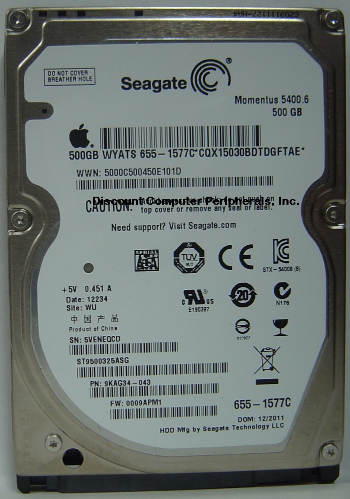 SEAGATE ST9500325ASG - 500GB 5400RPM SATA-300 2.5in LAPTOP DRIVE