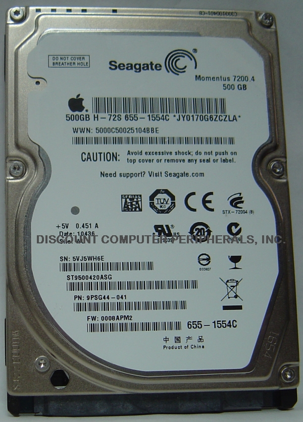SEAGATE ST9500420ASG - 500GB 7200RPM SATA-300 2.5in LAPTOP DRIVE