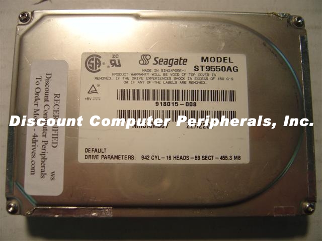 SEAGATE ST9550AG - 450MB 2.5IN IDE - 3 Day Lead Time To Ship.
